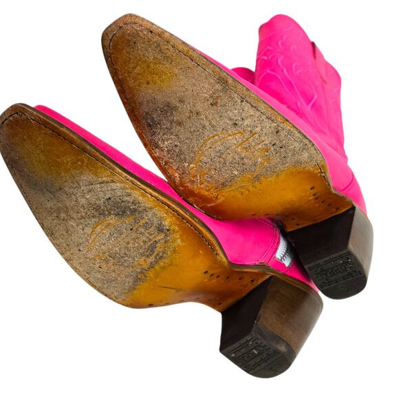 Corral Western Boots Pink Fuchsia Snip Cowboy Cowgirl Tall Leather Embroidery 8 - Picture 10 of 16